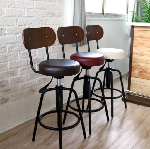 カウンターチェア 背もたれ付き　6脚