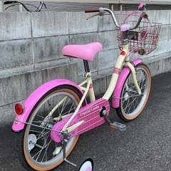 ＜新車同様＞可愛い💕クリスタルキャンディ 18インチ・キッズ自転車 補助輪付き・新品サドルでお得品！の画像