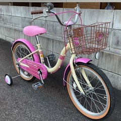 ＜新車同様＞可愛い💕クリスタルキャンディ 18インチ・キッズ自転車 補助輪付き・新品サドルでお得品！の画像