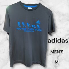 adidas メンズM スポーツTシャツ ブラック×ブルー 吸汗速乾
