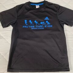 adidas メンズM スポーツTシャツ ブラック×ブルー 吸汗速乾の画像