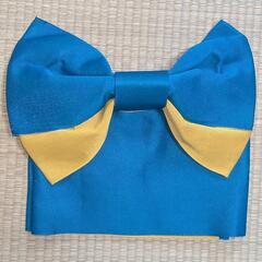 浴衣用作り帯　青✕黄の画像