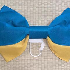 浴衣用作り帯　青✕黄の画像