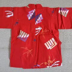 手作り　赤い甚平 100cmの画像