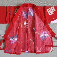 手作り　赤い甚平 100cmの画像