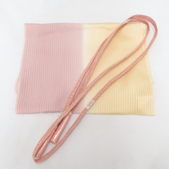 帯締め・帯揚げセット 夏用 ピンク×クリーム ツートーン 正絹 ...