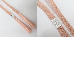 帯締め・帯揚げセット 夏用 ピンク×クリーム ツートーン 正絹 珊瑚色 レース帯締め Mサイズ 夏物 和装小物 【キモノオフ野々市若松店】の画像