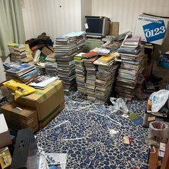 大量の古本、古雑誌、段ボール
