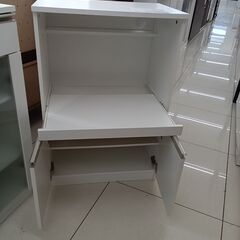 ★ジモティ割あり★ NITORI レンジ台 ホワイト H89×D40×W60 クリーニング済み HJ6823の画像