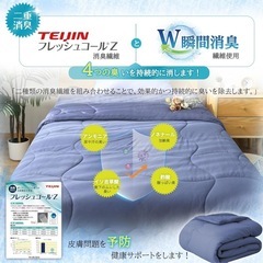 【新品】掛け布団 ダブル 帝人 フレッシュコールZ 消臭中綿使用 夏用 接触冷感の画像