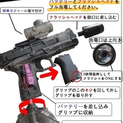 【新品】電動水鉄砲 高速連射式 電動ウォーターガン LED灯 500mlの画像