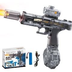 【新品】電動水鉄砲 高速連射式 電動ウォーターガン LED灯 5...