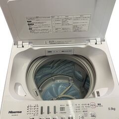 【ハイセンス】全自動洗濯機 5.5kg HW-G55A-W ステンレス槽 風乾燥 チャイルドロック シングルライフの画像