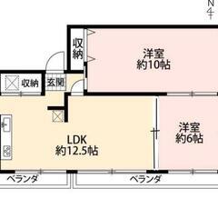 🉐敷礼無料！1フロア1世帯。陽当り良好2LDKマンション、快適な...