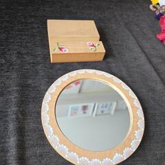 お値下げ中！昭和レトロ 中古品 トールペイント 鏡の画像