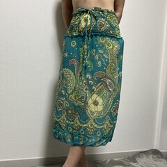 新品　水着＋スカート付　緑　ビキニ-サイズ11号（バスト86ｃｍ...