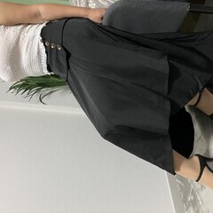 エクリール シャーリングトップス F（バスト25〜45cm）＆黒ロングスカート M（ウエスト31〜45cm）セット 着画あり タグ付き未使用 裏地付き 厚手素材 送料無料 フェミニン フリル フォロー割5%の画像