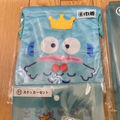 ハンギョドン　当たりくじ　3点セット　
ファイルケース　ブルー　巾着　ステッカー　ミニポーチの画像