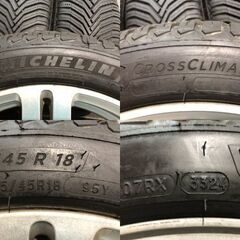 未走行に近い 24年製 MICHELIN CROSSCLIMATE2 225/45R18 夏タイヤ オールシーズン ROADLINE 18インチ 7.5J5HPCD114.3+45 クラウン等 MTE959クレジットカード QRコード決済可能の画像