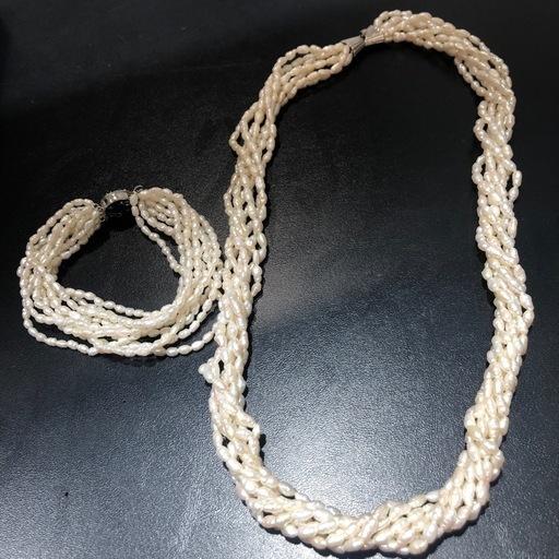 淡水パールネックレス、ブレスレット本真珠