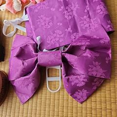浴衣、簡易帯、下駄、バッグ付きの画像
