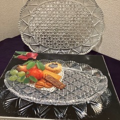 HOYA クリスタル　盛り皿　カットガラス