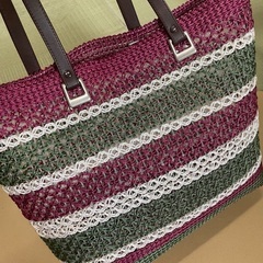 ③🌻ハンドメイド　DIY レディース　ショルダーバッグ　夏用カゴバッグ