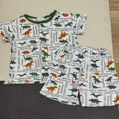 アンパサンド男の子パジャマ100サイズ恐竜柄夏物半袖グリーン緑