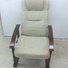 高座椅子 レバー式リクライニング ハイタイプ ブラウン木肘 ベージュ ハイバックチェア リクライニングチェア 札幌 西野店の画像