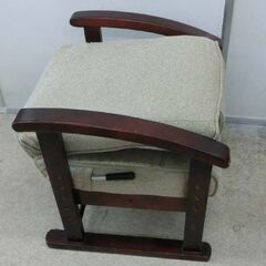 高座椅子 レバー式リクライニング ハイタイプ ブラウン木肘 ベージュ ハイバックチェア リクライニングチェア 札幌 西野店の画像