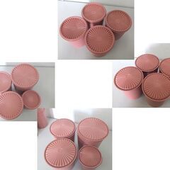 タッパーウェア グランプリデコレーター 4.0L/2.75L/1.9L/1.2L 8個 スプーン 3個 計11個セット Tupperware 保存容器 ピンク系 札幌市の画像
