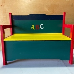 子供用イス　キッズ　kids ベンチ　おもちゃ入れ　収納付き　木製