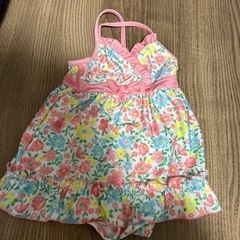 95サイズ 女の子水着 ピンク りぼん お花