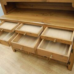 enfant カップボード 幅121×奥47×高181cm パイン材 カントリー 食器棚 リビングボード ハッチボード アンファン 札幌市 清田区 平岡の画像