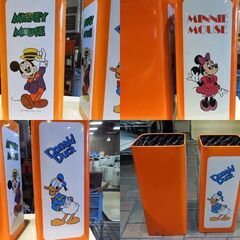 レトロ ディズニー スクエア バケット 大・小2個セット ゴミ箱 ミッキー ミニー ドナルド スチール製 傘立て オブジェ 札幌市 新道東店の画像