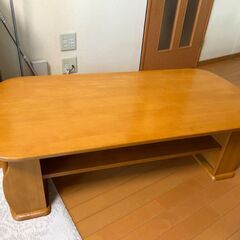 木製ローテーブル（ソファーテーブル）両サイドにマガジンラック付