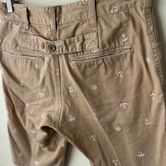 レイジブルー　綿100%ハーフパンツ メンズ SからMサイズ　ショートパンツ　マリン柄　錨 舵 総柄 ベージュの画像