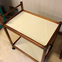 木製 キッチン キャスター ワゴン 2段 長期保管品の画像