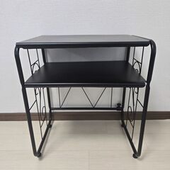 🖤おしゃれ部屋に🧺黒アイアンのスリムラック✨横幅調整OK／引取限...