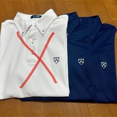 岡崎城西高等学校　男子　夏制服　ポロシャツLサイズ　
紺2枚セットの画像