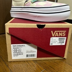 【新品・未使用】VANS スリッポン（22.5cm）ピンクチェッカー柄の画像