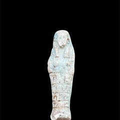 【国産】 ファイアンス製ウシャブティ古代エジプトファラオ古代ミイラ 彫刻・オブジェ
