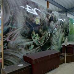 3M 高さの壁画  ドラゴン  龍    横幅5m 52cm