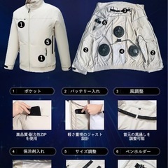 ファン付き作業服 【2025新登場 3個22Vファン付き 30000mAhバッテリー付き】 長袖 1日中連続使用可能 サイズ自由調整可 UVカット PSE認証済 ファンバッテリーセット フルセット 熱中症対策 男女兼用の画像