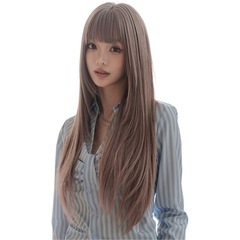  ウィッグ ロング ストレート ラベンダーグレージュ シースルー...