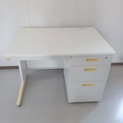 片袖デスク 幅1000mm / ホワイト W100cm D70c...