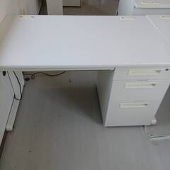 片袖デスク ホワイト W120cm D70cm　木天板　ホワイト...