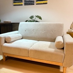 〜7/3まで出品【美品】ベージュ　2人掛けソファ