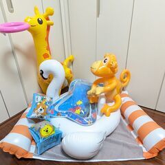 空気ビニール 人形 キリン サル ウォーターマット スワン 浮き...