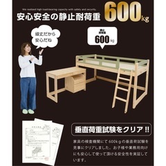 耐荷重600kg システムベッド ロータイプ システムデスク ベッド おしゃれ  ロフトベッドの画像